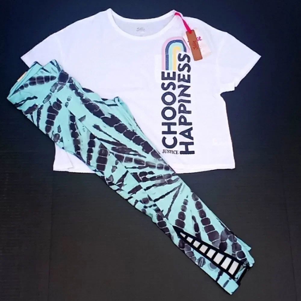 GIRLS JUSTICE SHIRT Top & Pants 2pc Outfit Size L